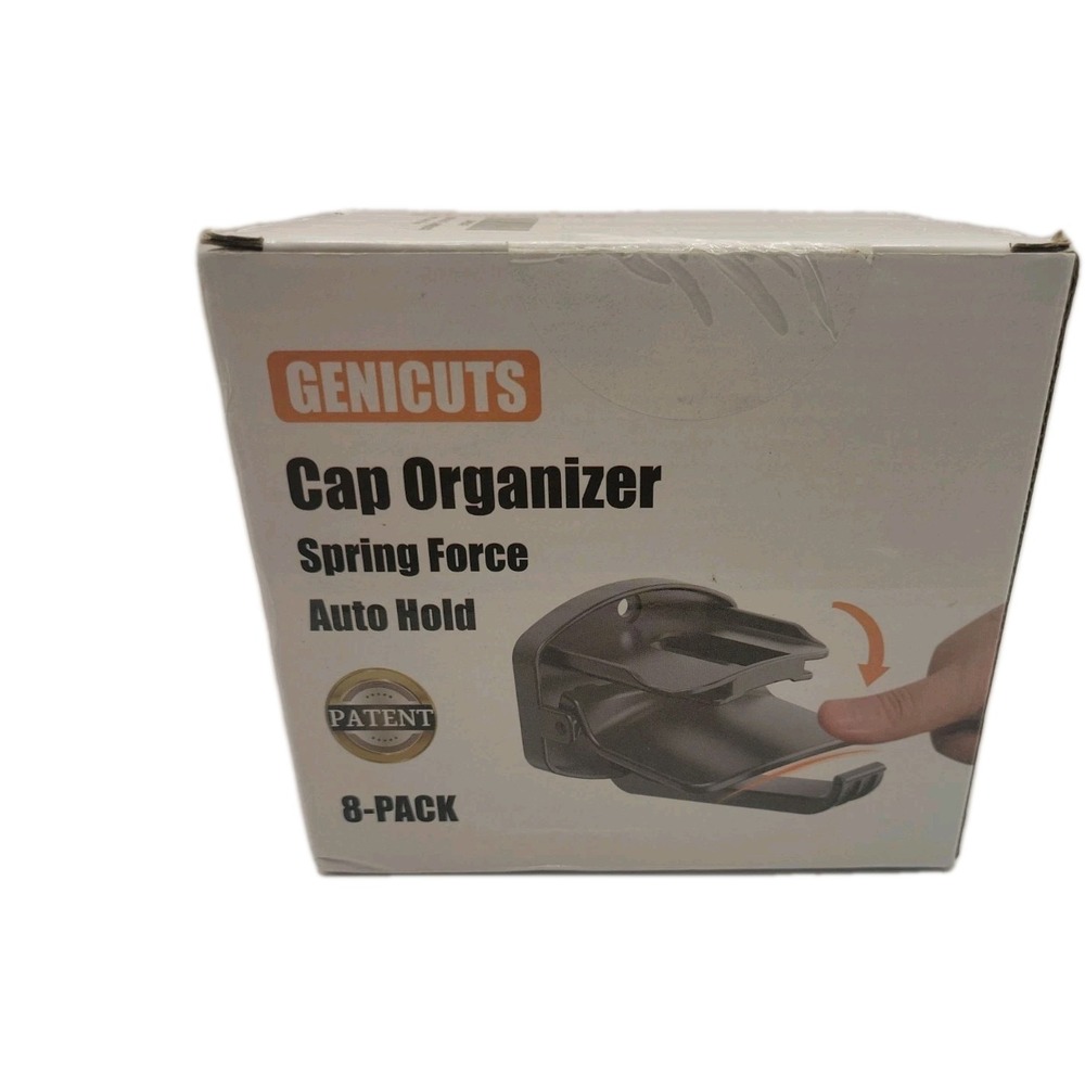 GENICUTS Cap Organizer‎ Spring Force Auto Hold Clip Hooks Hanging Black 8-Pack